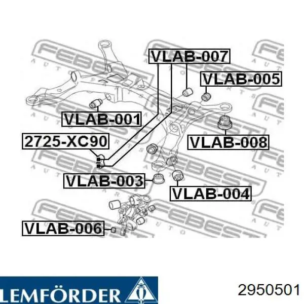 2950501 Lemforder suspensión, cuerpo del eje trasero