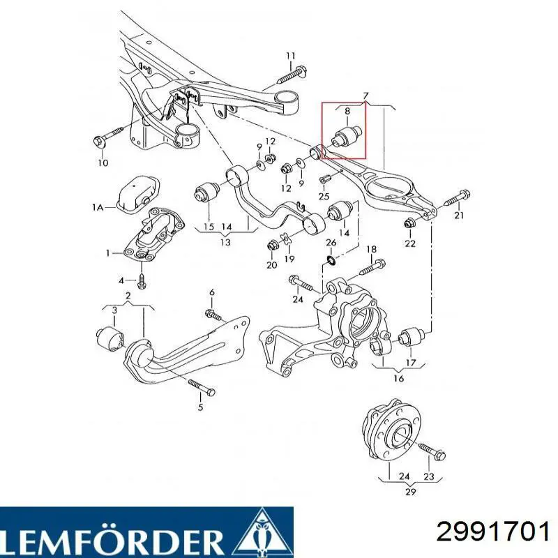 Buje del brazo inferior trasero Lemforder 2991701 precio, desde 7,08 EUR