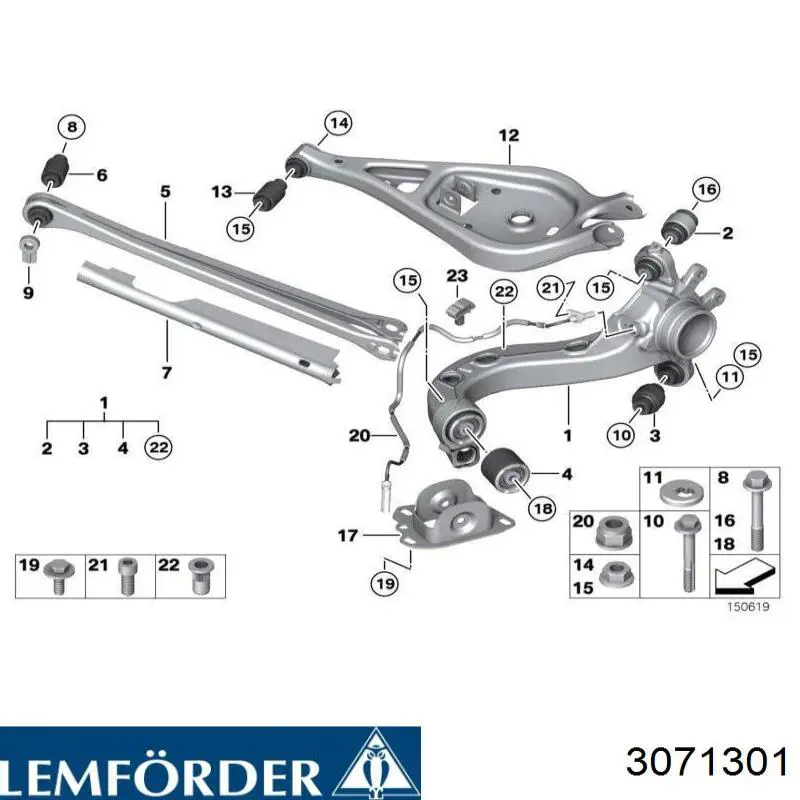 3071301 Lemforder Buje de mangueta trasera