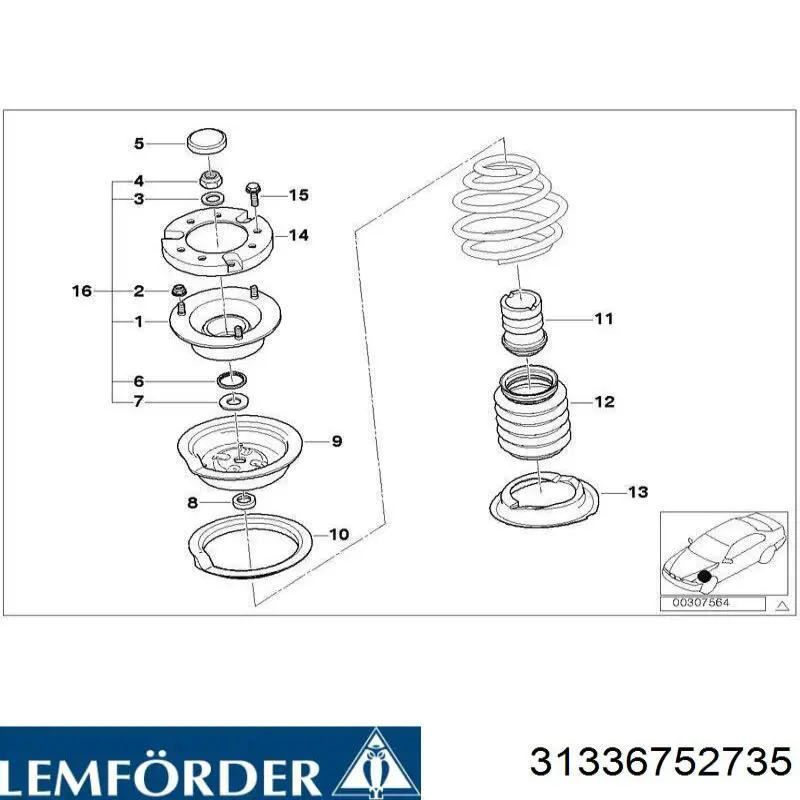 31336752735 Lemforder soporte amortiguador delantero