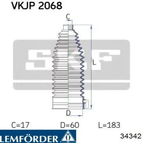 Guardapolvo de dirección Lemforder 34342 precio, desde 8,62 EUR