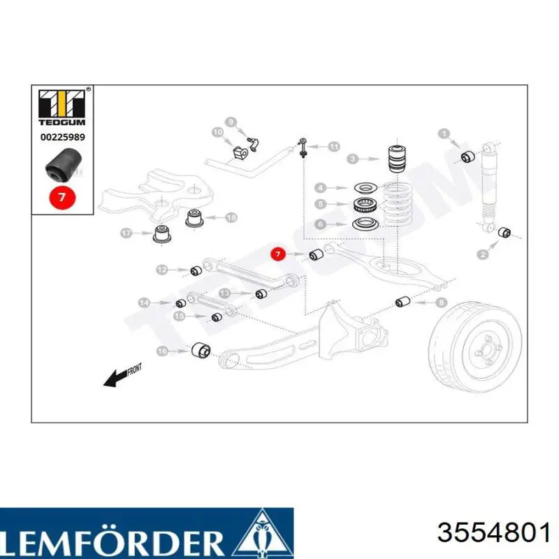 Comprar 3554801 Lemforder Buje interior del brazo transversal trasero