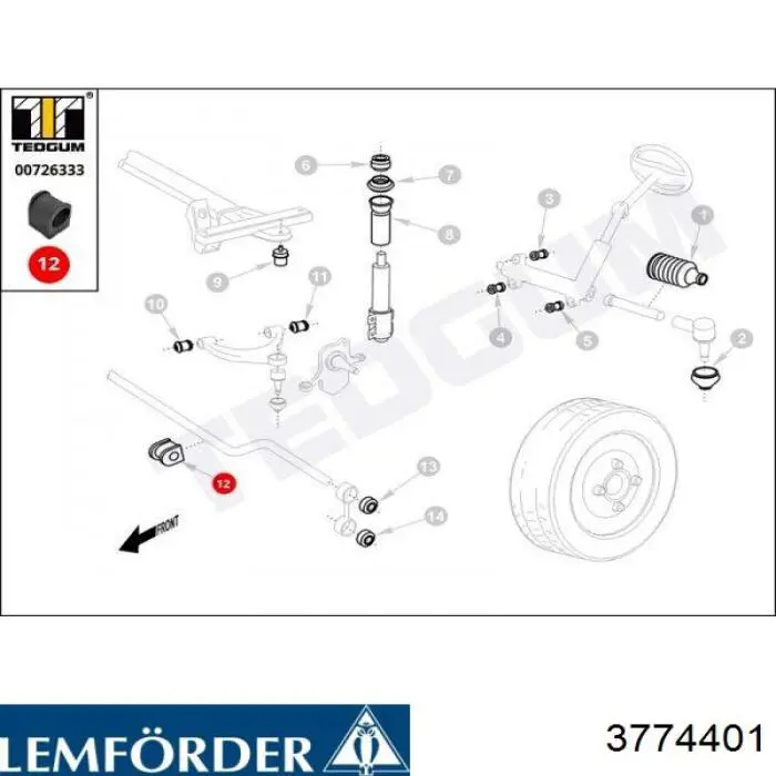 Comprar 3774401 Lemforder Buje de barra estabilizadora delantera