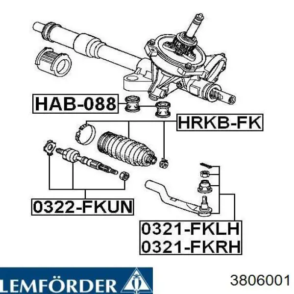 3806001 Lemforder barra de acoplamiento derecha