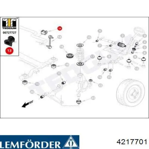 Comprar 4217701 Lemforder Buje de barra estabilizadora delantera