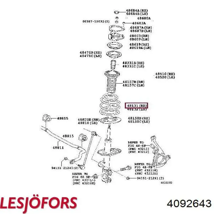 4092643 Lesjofors muelle de suspensión eje delantero