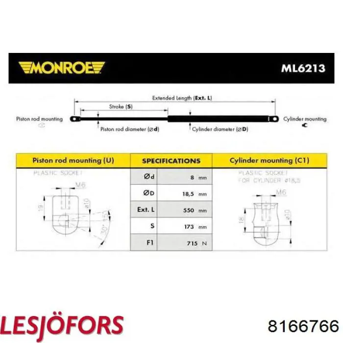 Comprar 8166766 Lesjofors Amortiguador de puerta trasera