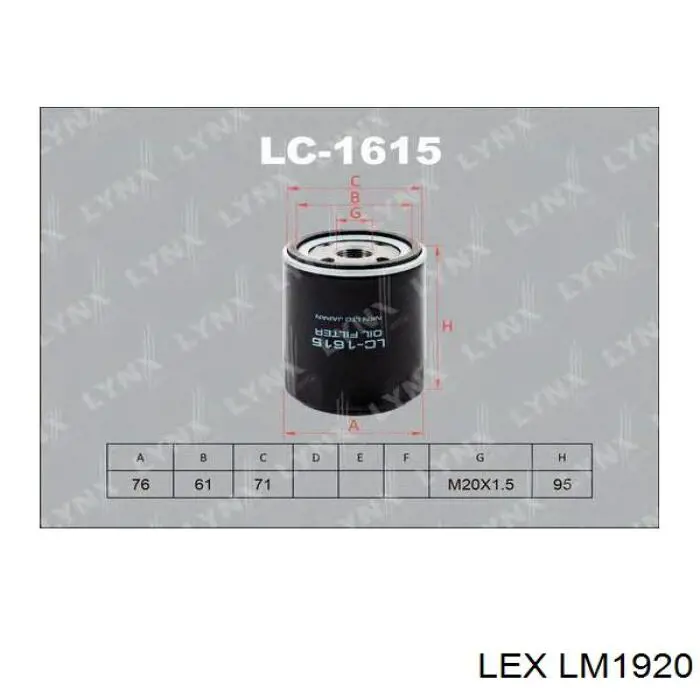 LM1920 LEX filtro de aceite