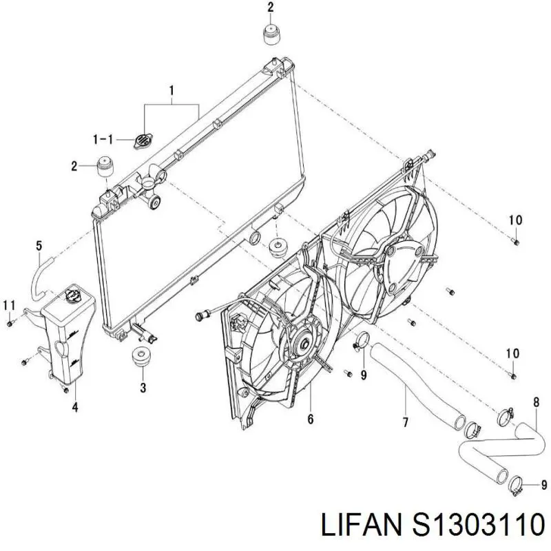 S1303110 Lifan tubería de radiador arriba