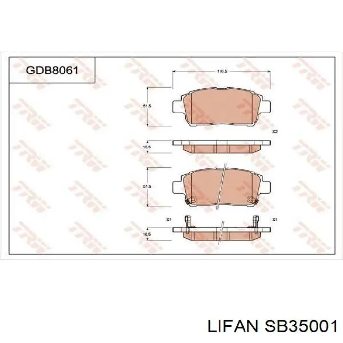 SB35001 Lifan pastillas de freno delanteras