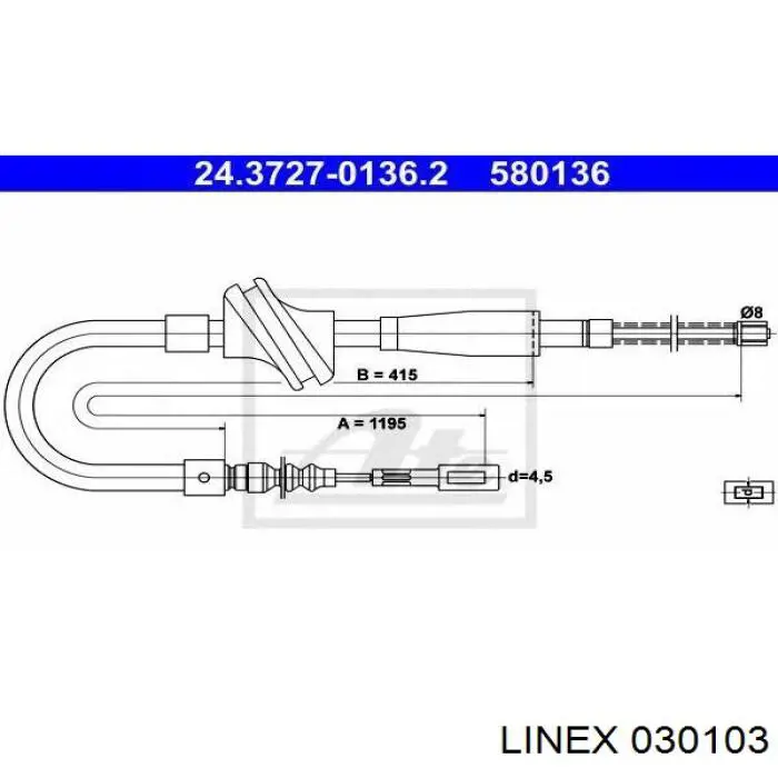 030103 Linex cable de freno de mano trasero derecho/izquierdo