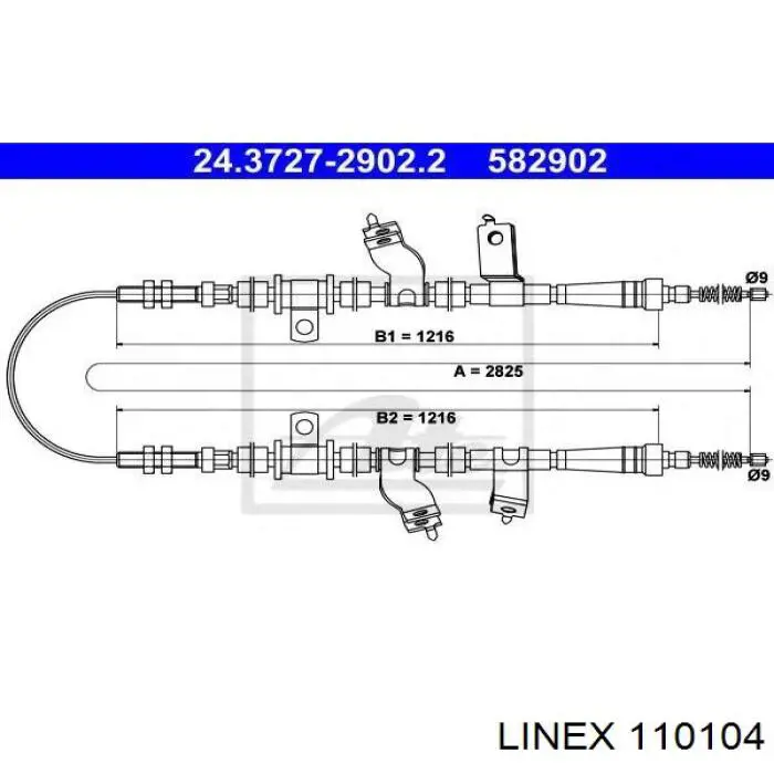 110104 Linex cable de freno de mano trasero derecho/izquierdo