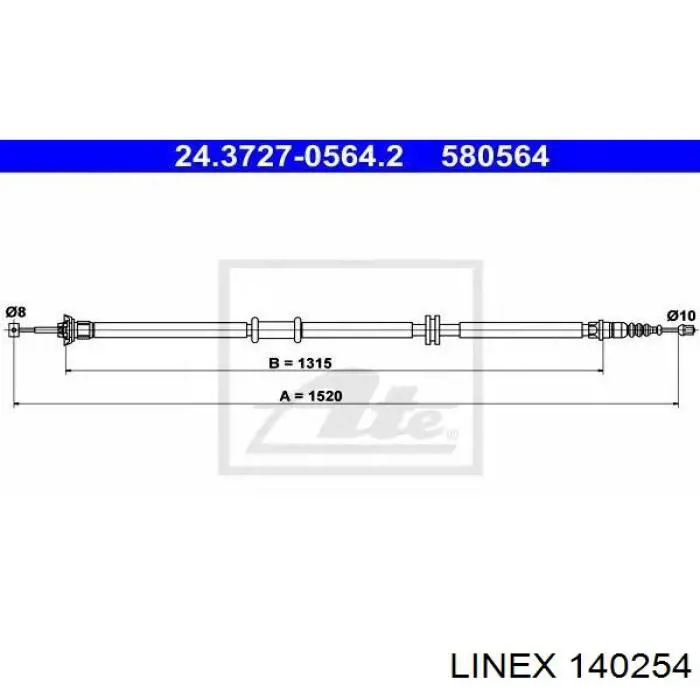 14.02.54 Linex cable de freno de mano trasero izquierdo