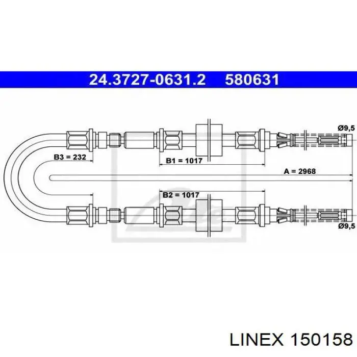 150158 Linex cable de freno de mano trasero derecho/izquierdo