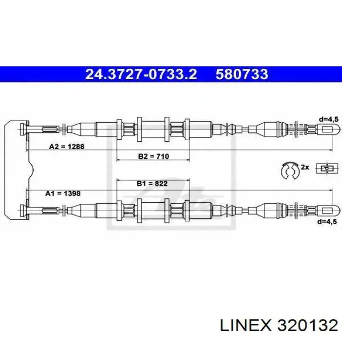 320132 Linex cable de freno de mano trasero derecho
