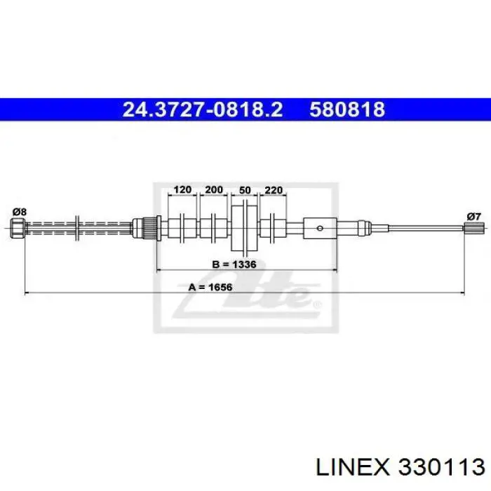 330113 Linex cable de freno de mano trasero izquierdo