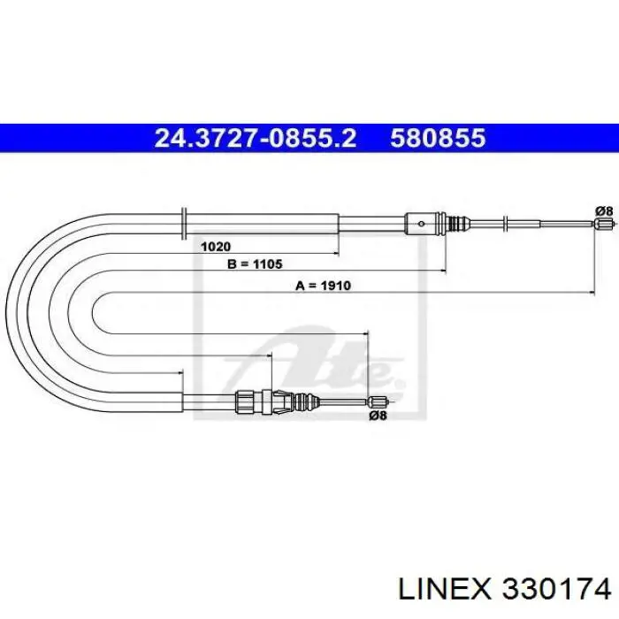 33.01.74 Linex cable de freno de mano trasero derecho/izquierdo