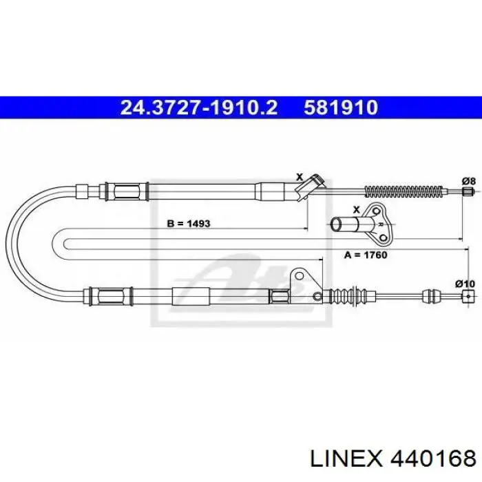 44.01.68 Linex cable de freno de mano trasero derecho