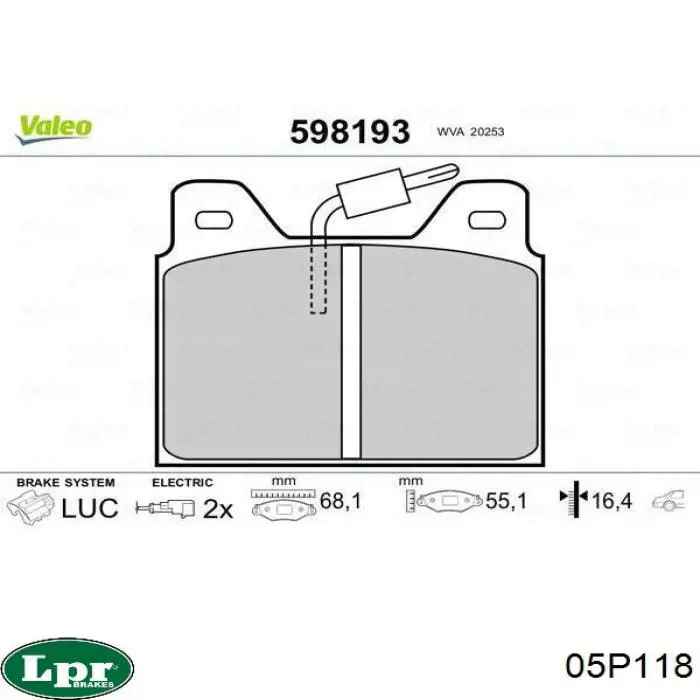 05P118 LPR pastillas de freno delanteras