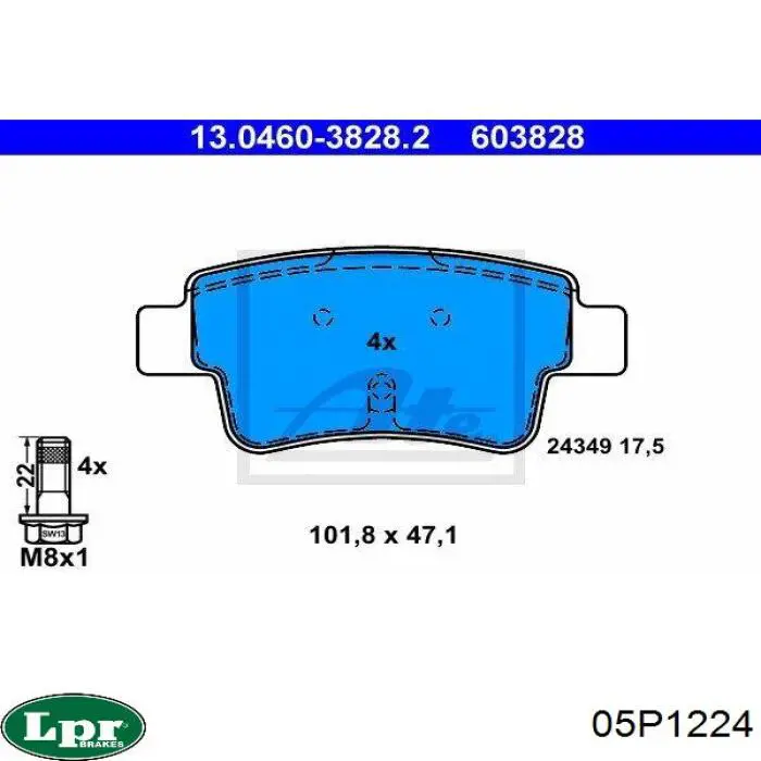 05P1224 LPR pastillas de freno traseras