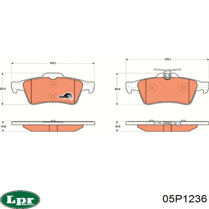 Comprar 05P1236 LPR Pastillas de freno traseras