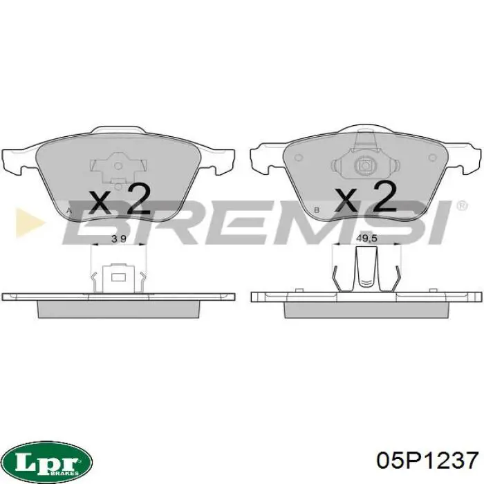 05P1237 LPR pastillas de freno delanteras
