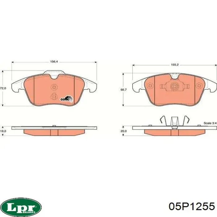 Pastillas de freno 05P1255 LPR