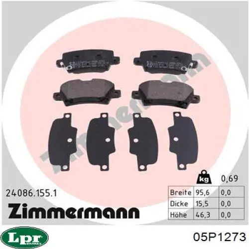 05P1273 LPR pastillas de freno traseras