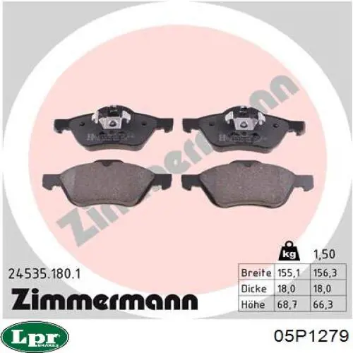 Comprar 05P1279 LPR Pastillas delanteras de freno