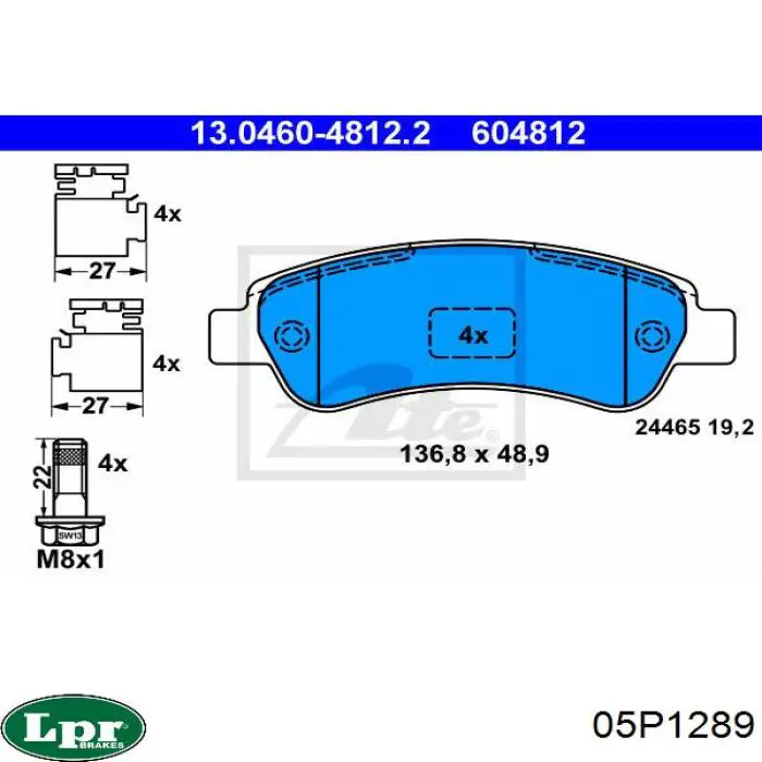05P1289 LPR pastillas de freno traseras