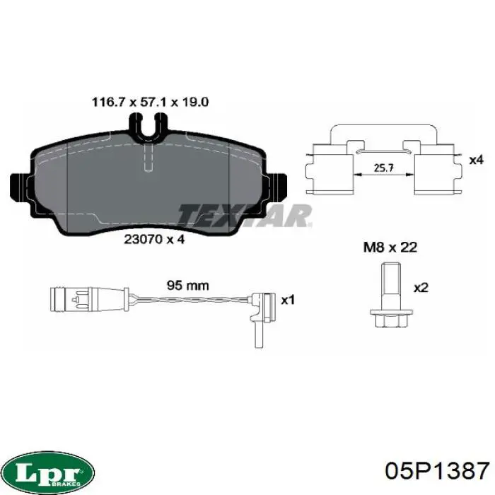 05P1387 LPR pastillas de freno delanteras