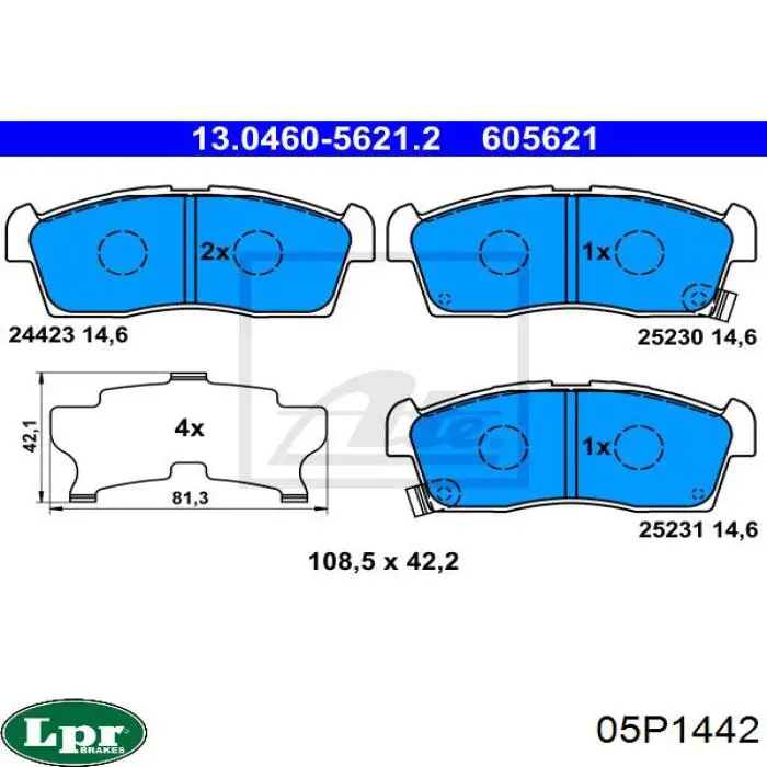 05P1442 LPR pastillas de freno delanteras