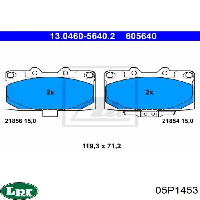 05P1453 LPR pastillas de freno delanteras