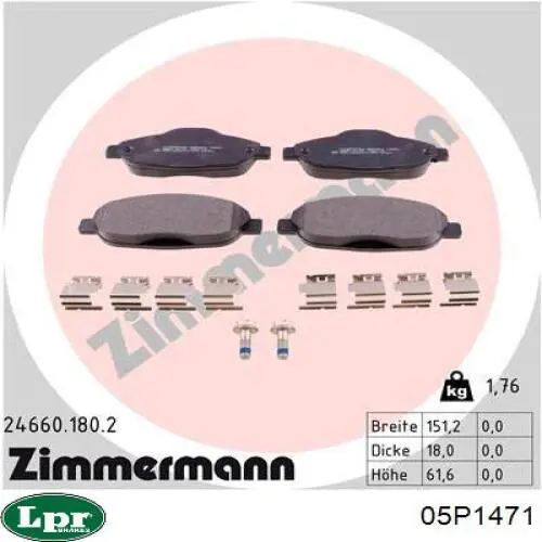 Pastillas de freno 05P1471 LPR