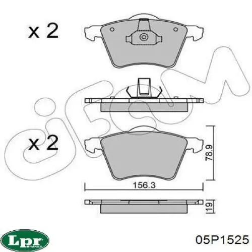 05P1525 LPR pastillas de freno delanteras
