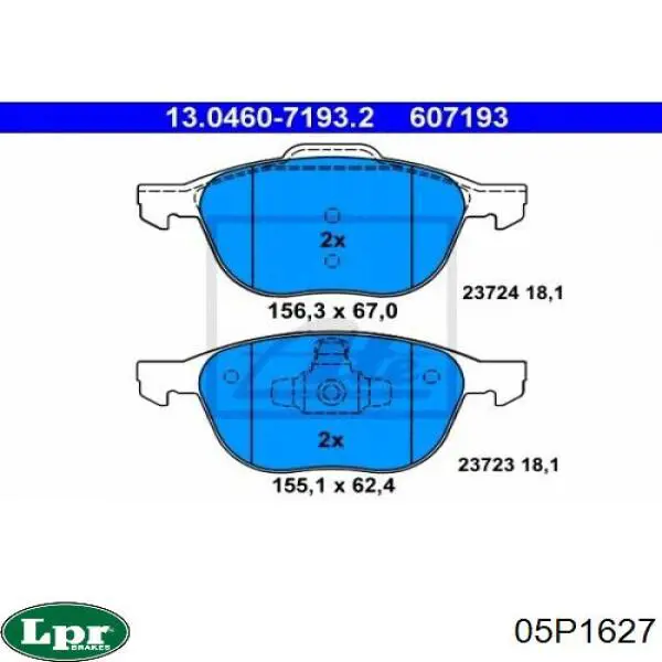 Pastillas de freno 05P1627 LPR