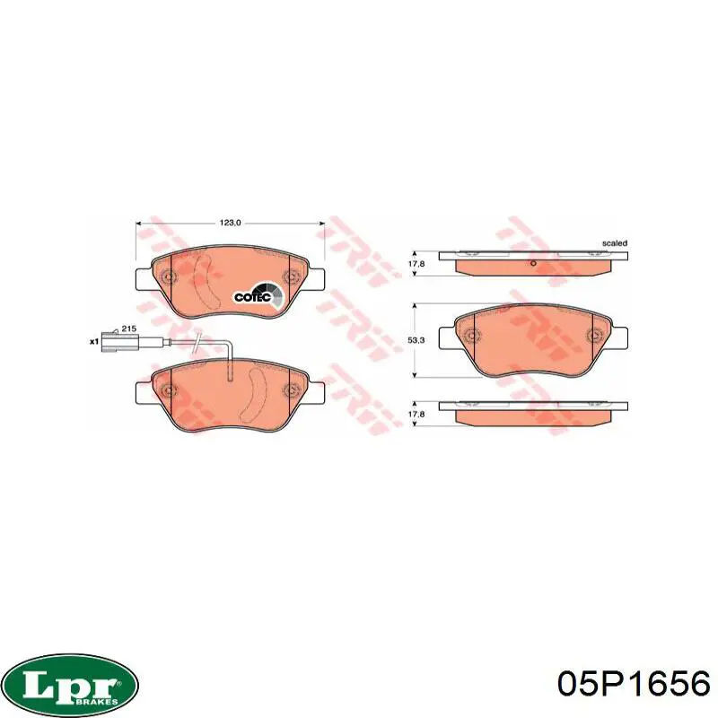 Pastillas de freno 05P1656 LPR