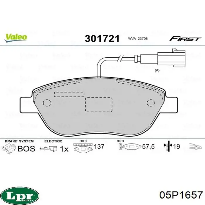 05P1657 LPR pastillas de freno delanteras