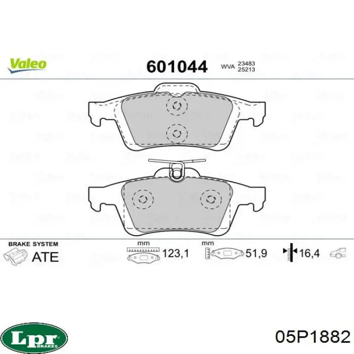 05P1882 LPR pastillas de freno traseras