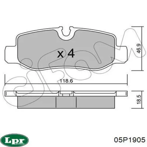 05P1905 LPR pastillas de freno traseras