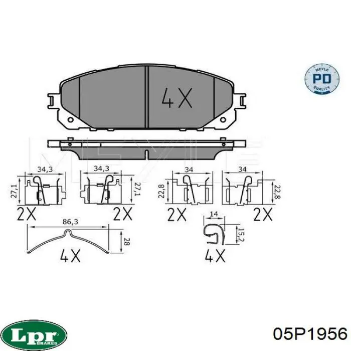05P1956 LPR pastillas de freno delanteras