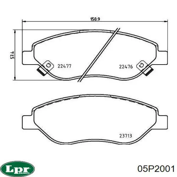 05P2001 LPR pastillas de freno delanteras