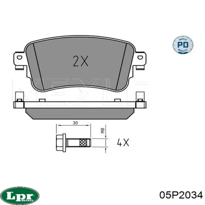 05P2034 LPR pastillas de freno traseras