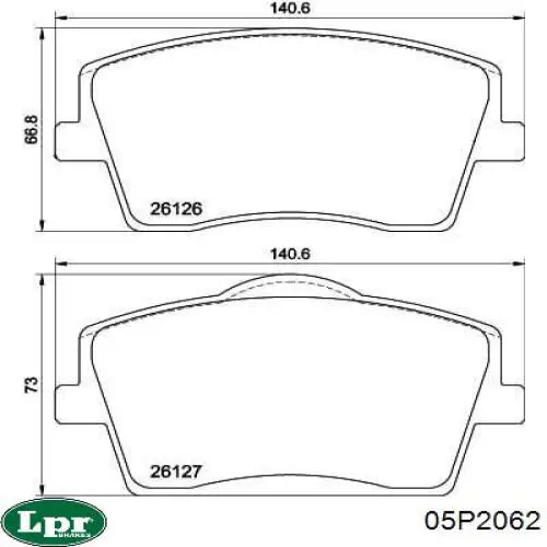 05P2062 LPR pastillas de freno delanteras