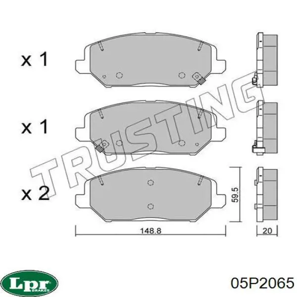 05P2065 LPR pastillas de freno delanteras