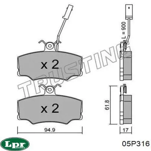 05P316 LPR pastillas de freno delanteras