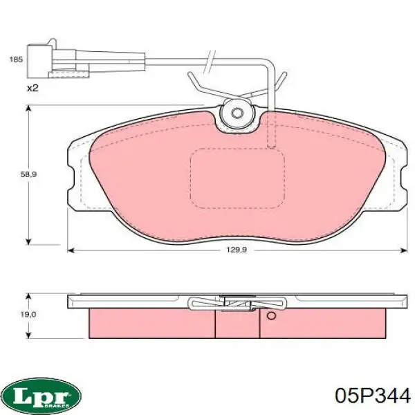 05p344 LPR pastillas de freno delanteras