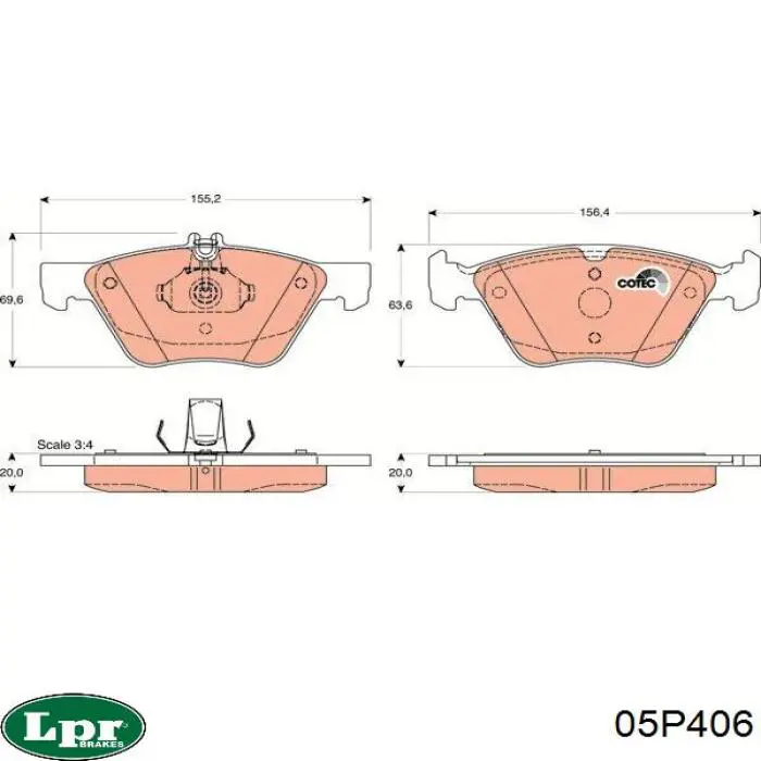 05P406 LPR pastillas de freno delanteras