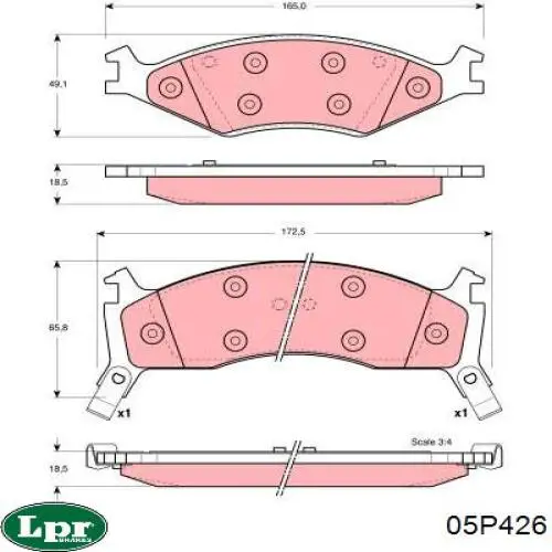 05P426 LPR pastillas de freno delanteras
