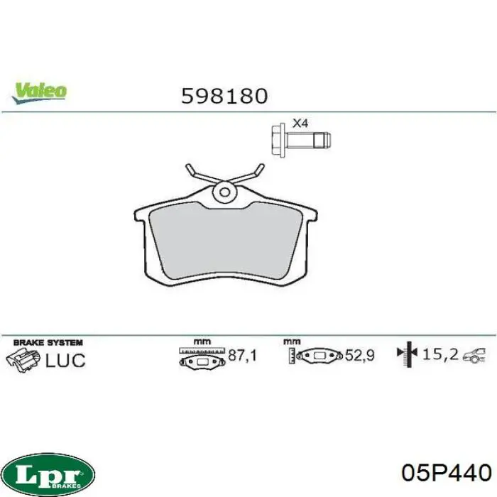 Pastillas de freno traseras 05P440 LPR